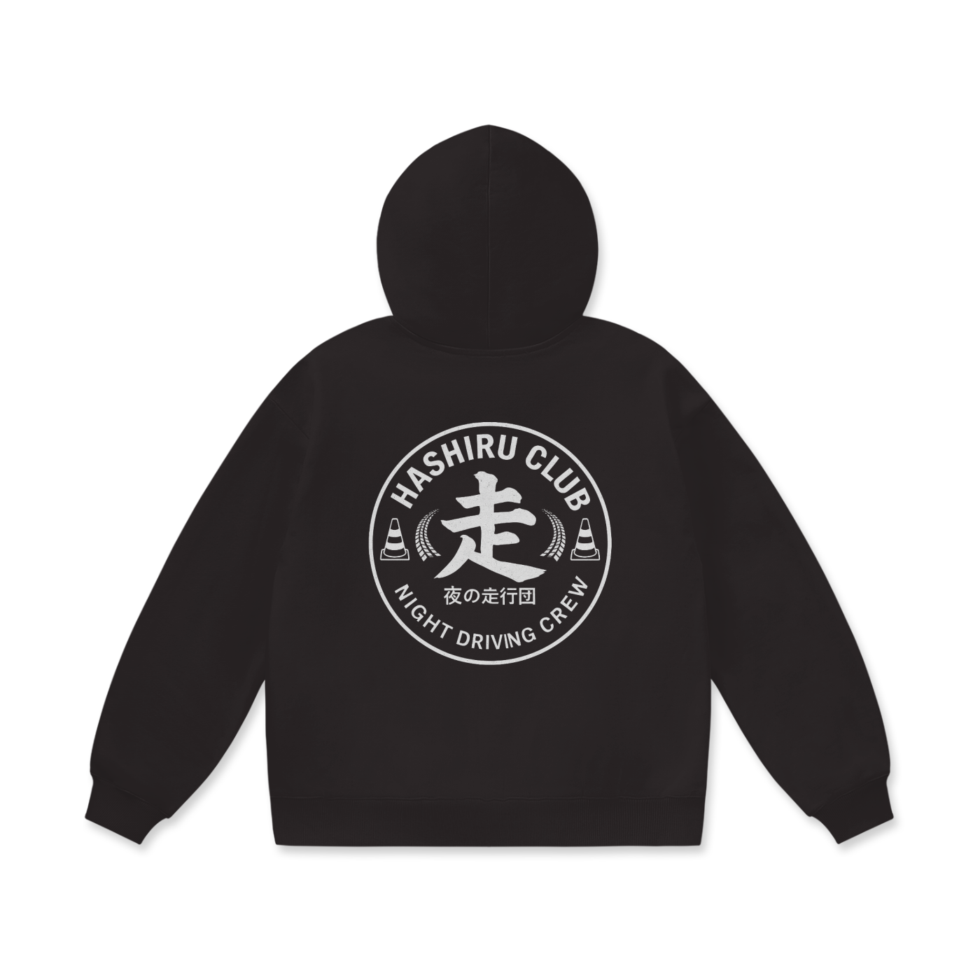 Hashiru Night Driving crew Black Oversize Heavyweight Fleece Hoodie