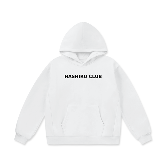 Hashiru Distressed White Oversize Heavyweight Fleece Hoodie