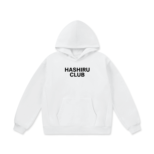 Hashiru Night driving crew white Oversize Heavyweight Fleece Hoodie