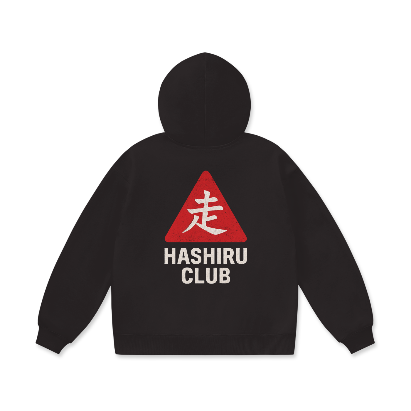 Hashiru Distressed Oversize Heavyweight Fleece Hoodie Blk