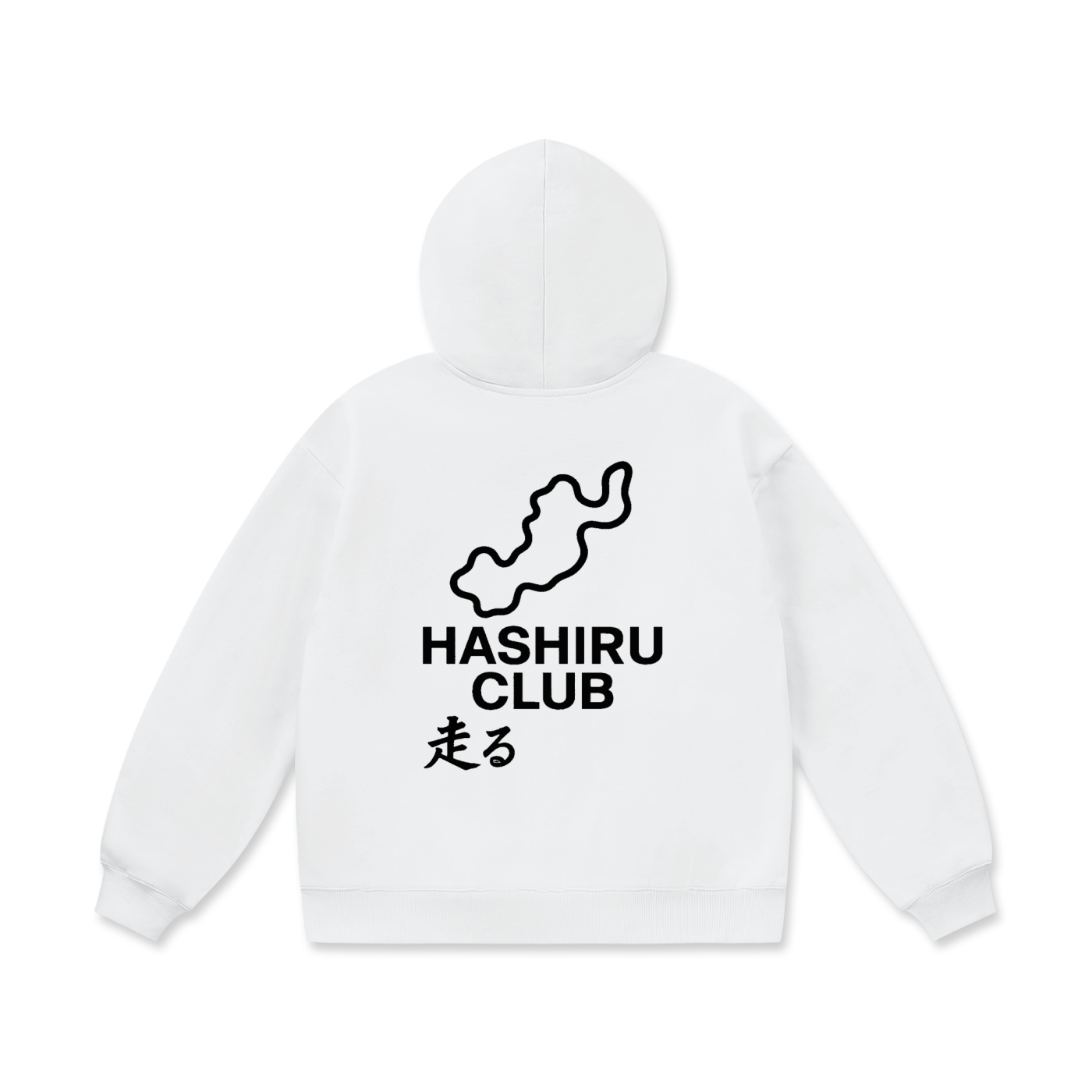 Hashiru winding paths White Oversize Heavyweight Fleece Hoodie