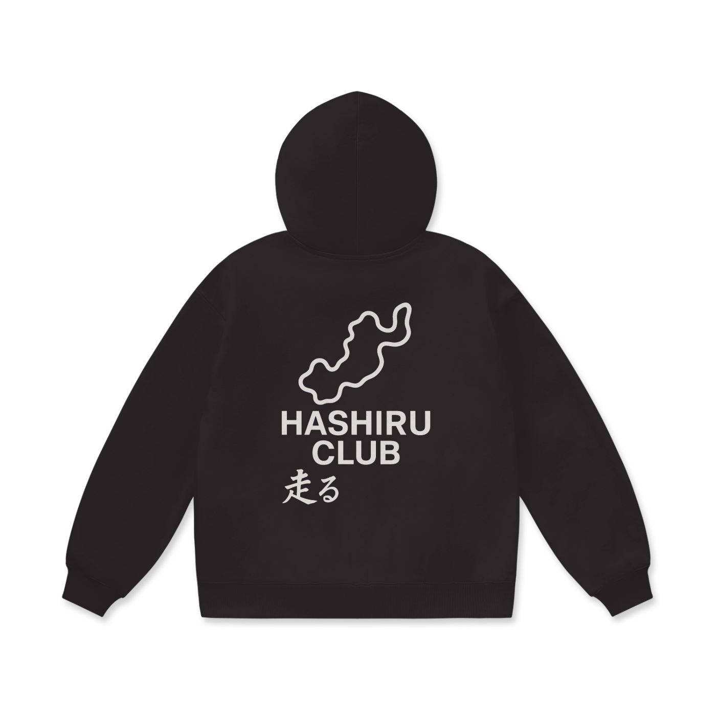Hashiru winding paths Black Oversize Heavyweight Fleece Hoodie