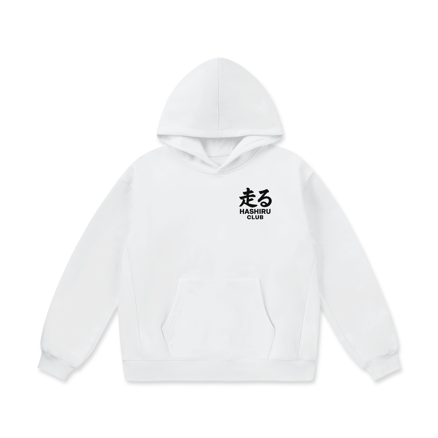 Hashiru winding paths White Oversize Heavyweight Fleece Hoodie