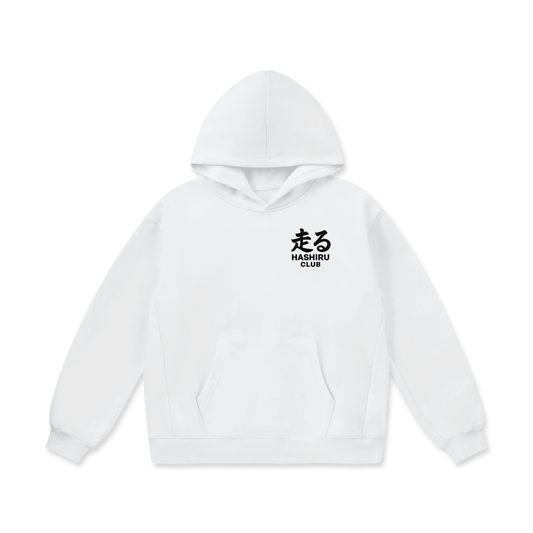Hashiru winding paths White Oversize Heavyweight Fleece Hoodie