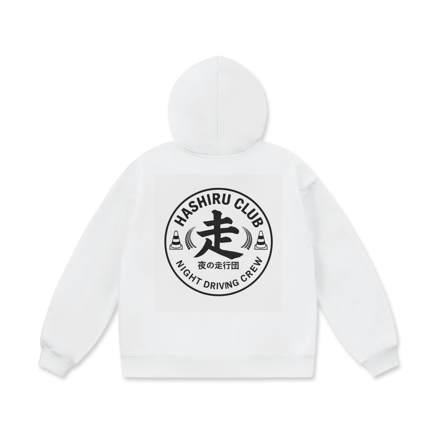 Hashiru Night driving crew white Oversize Heavyweight Fleece Hoodie