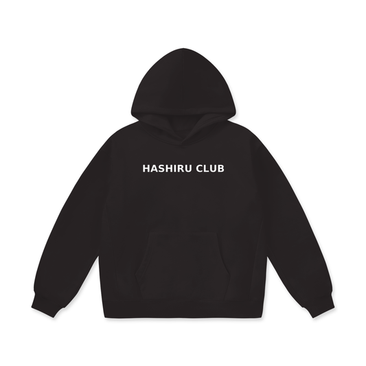 Hashiru Distressed Oversize Heavyweight Fleece Hoodie Blk